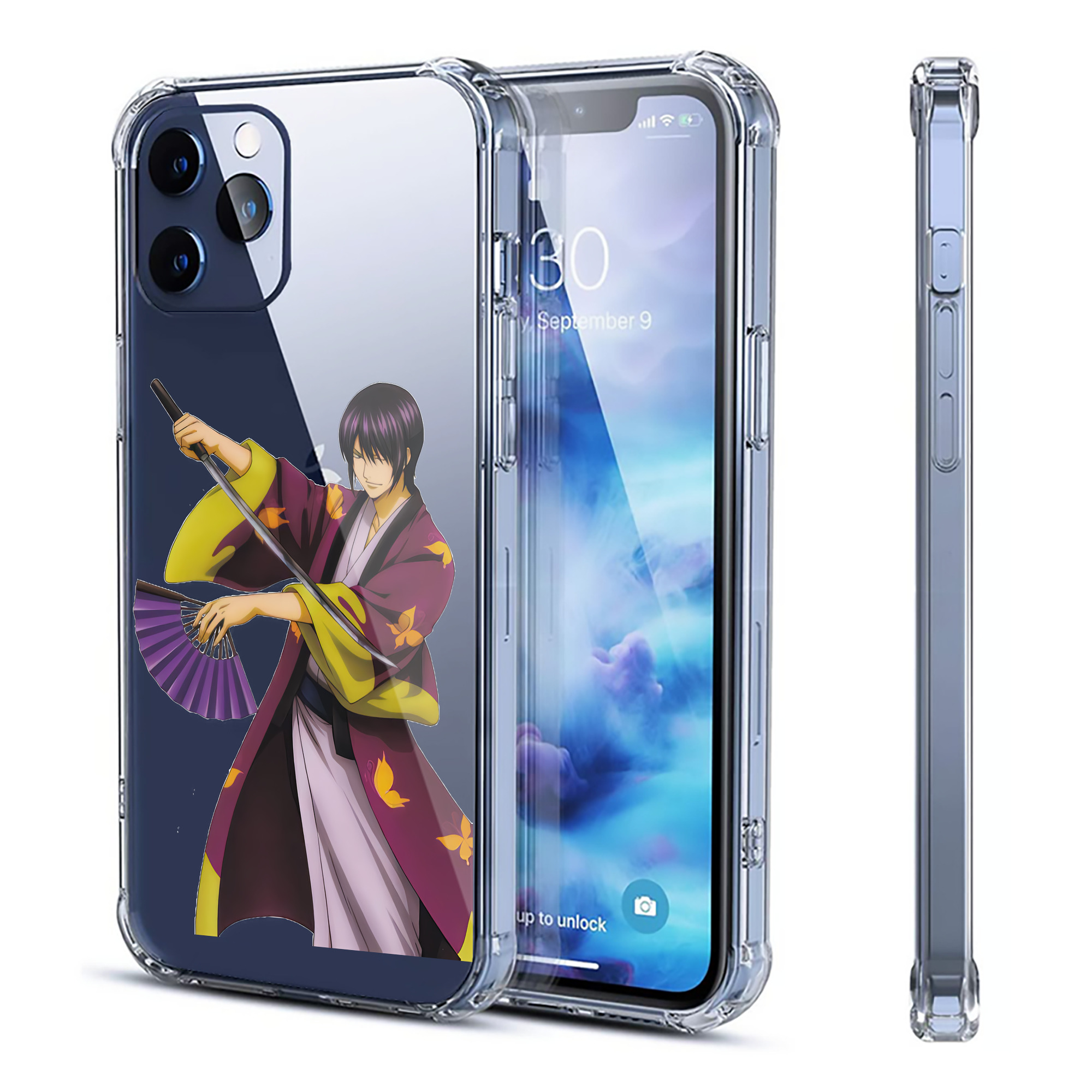 （画像用） ぎんたま 坂田銀時（さかたぎんとき） 神楽 志村新八（しむら しんぱち） GINTAMA Sakata Gintoki Kagura Shimura Shinpachi 【iPhone 12シリーズ対応】透明スマホケース（クリアソフトケース）